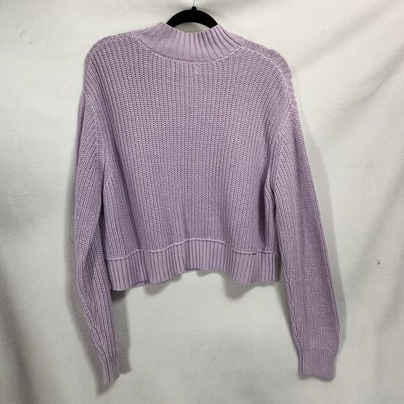Aeropostale Cropped Cable Knit Sweater Purple Oversized Relaxed Chunky - Picture 5 of 7